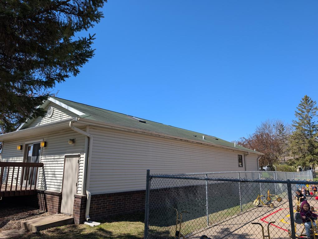 Community center roof before replacement on Gettysburg Avenue North in Champlin, Minnesota
