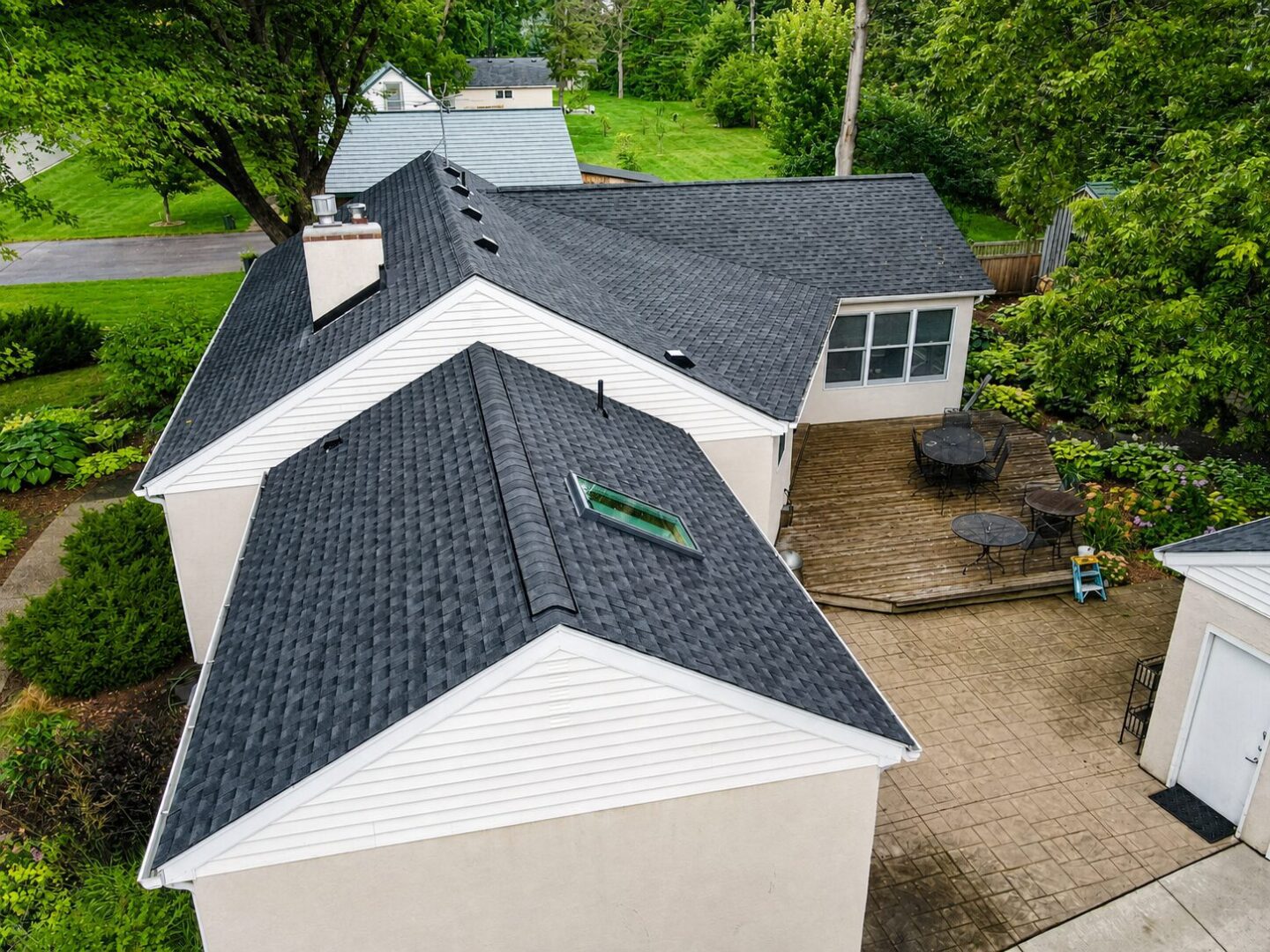 Completed GAF Timberline HDZ roofing system with multiple roof planes on Leroy Street in Wayzata, Minnesota