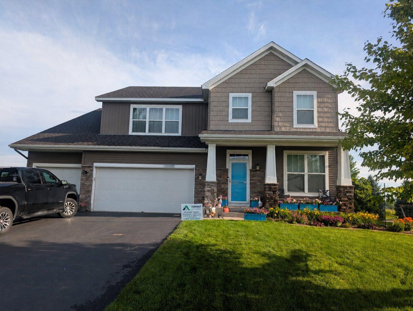 Completed GAF Timberline HDZ shingle roof replacement on a home on 68th Circle NE in Otsego, Minnesota