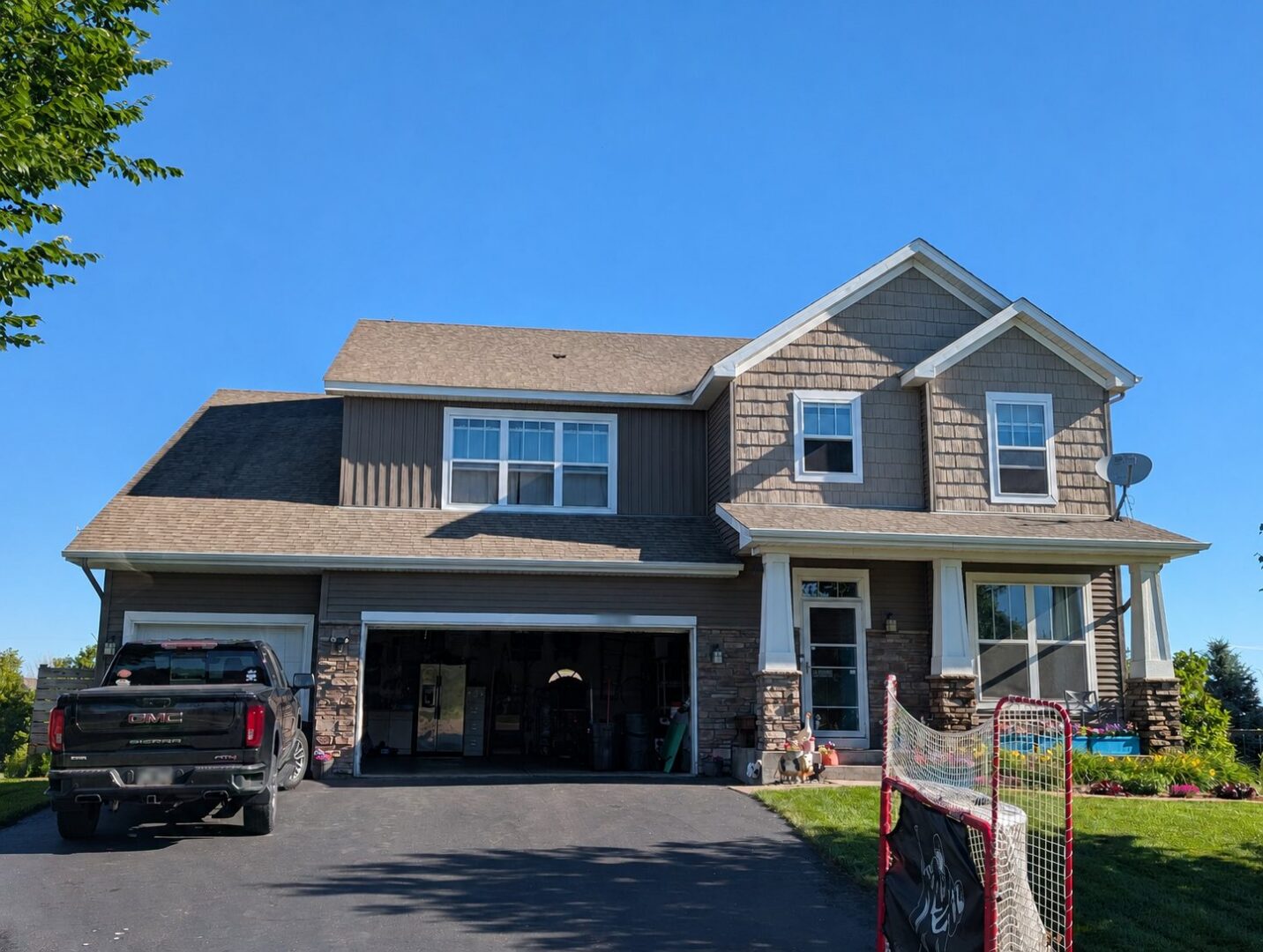 Before roof replacement on a home on 68th Circle NE in Otsego, Minnesota